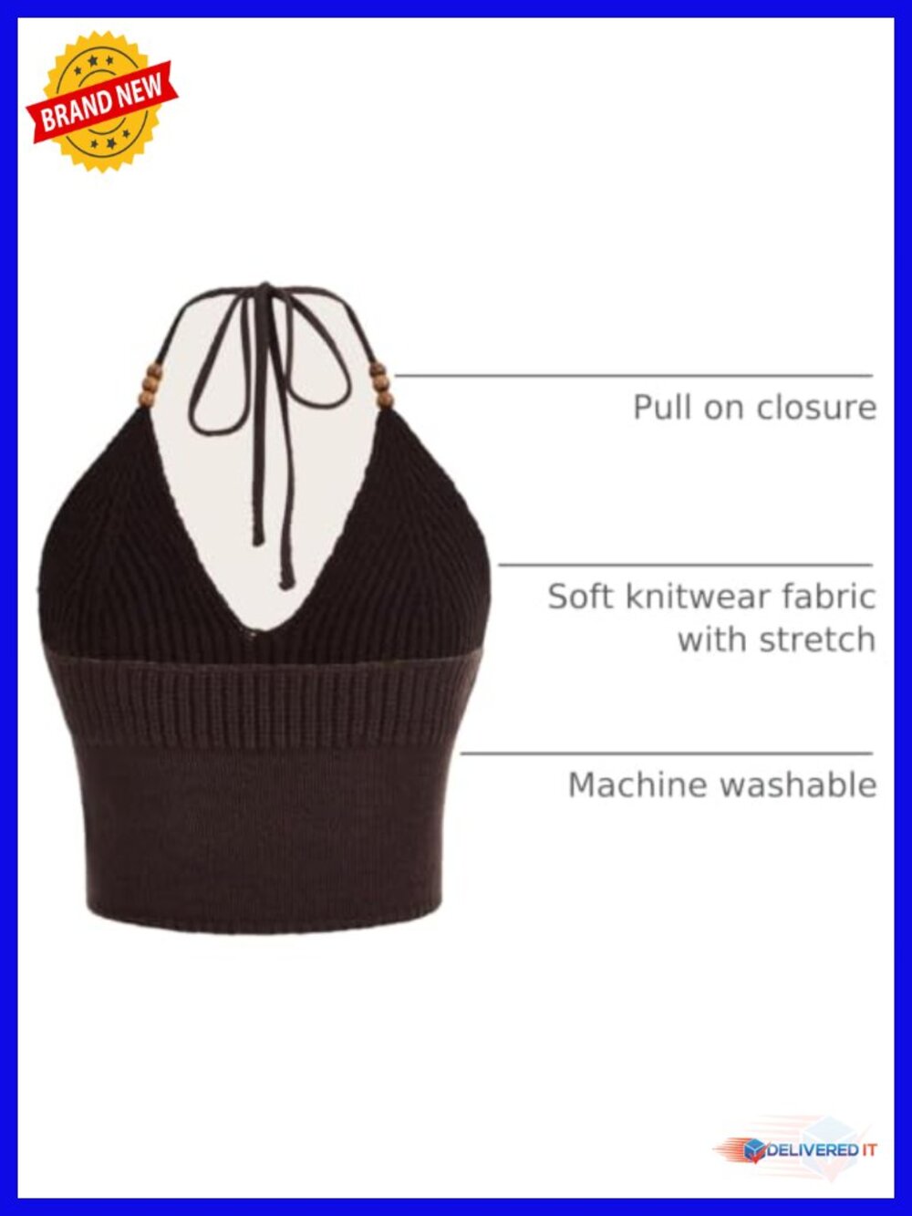 Y2K Crochet Halter Crop Top Going Out Boho Western Cami - Picture 3 of 5